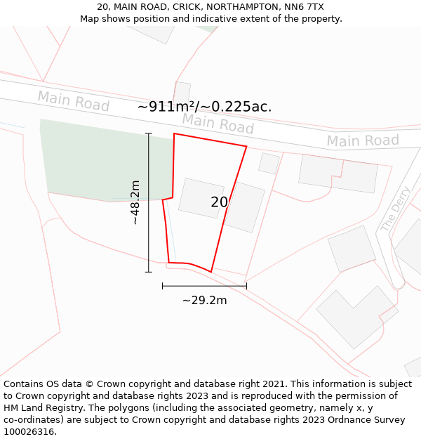 20, MAIN ROAD, CRICK, NORTHAMPTON, NN6 7TX: Plot and title map