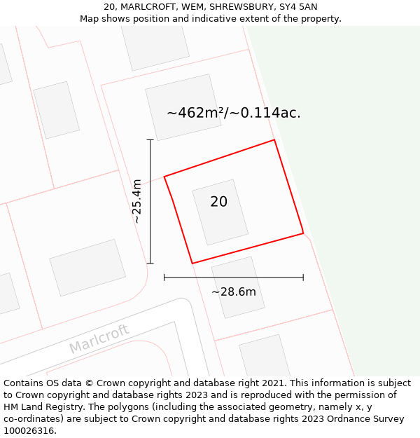 20, MARLCROFT, WEM, SHREWSBURY, SY4 5AN: Plot and title map