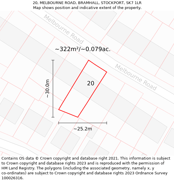 20, MELBOURNE ROAD, BRAMHALL, STOCKPORT, SK7 1LR: Plot and title map