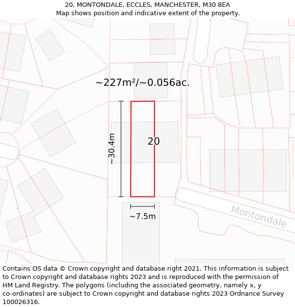 20, MONTONDALE, ECCLES, MANCHESTER, M30 8EA: Plot and title map