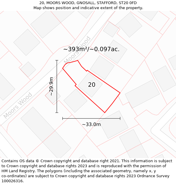 20, MOORS WOOD, GNOSALL, STAFFORD, ST20 0FD: Plot and title map