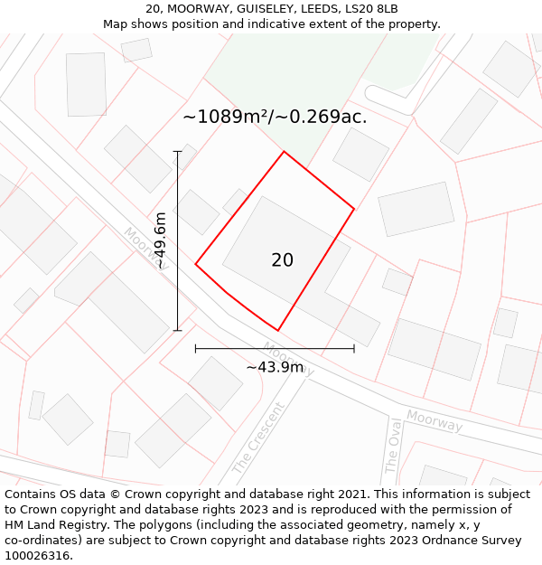 20, MOORWAY, GUISELEY, LEEDS, LS20 8LB: Plot and title map