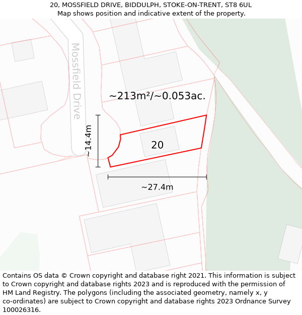 20, MOSSFIELD DRIVE, BIDDULPH, STOKE-ON-TRENT, ST8 6UL: Plot and title map