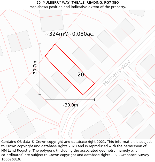 20, MULBERRY WAY, THEALE, READING, RG7 5EQ: Plot and title map
