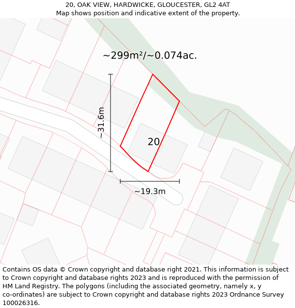 20, OAK VIEW, HARDWICKE, GLOUCESTER, GL2 4AT: Plot and title map