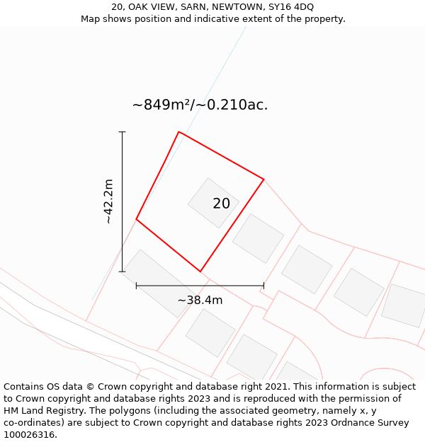 20, OAK VIEW, SARN, NEWTOWN, SY16 4DQ: Plot and title map