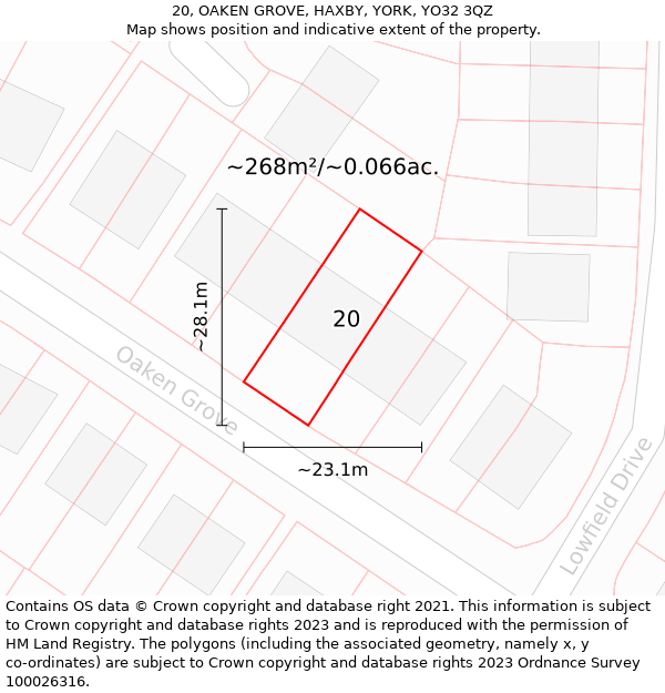 20, OAKEN GROVE, HAXBY, YORK, YO32 3QZ: Plot and title map