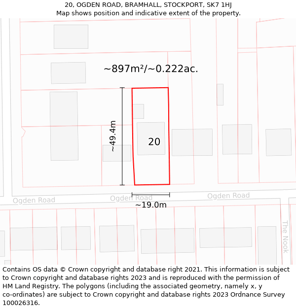 20, OGDEN ROAD, BRAMHALL, STOCKPORT, SK7 1HJ: Plot and title map