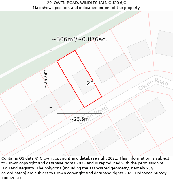 20, OWEN ROAD, WINDLESHAM, GU20 6JG: Plot and title map