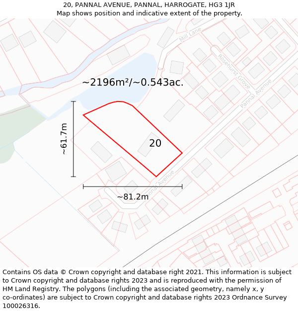 20, PANNAL AVENUE, PANNAL, HARROGATE, HG3 1JR: Plot and title map