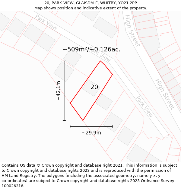 20, PARK VIEW, GLAISDALE, WHITBY, YO21 2PP: Plot and title map