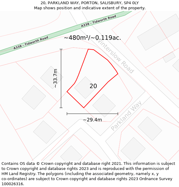 20, PARKLAND WAY, PORTON, SALISBURY, SP4 0LY: Plot and title map