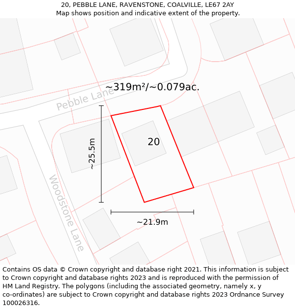 20, PEBBLE LANE, RAVENSTONE, COALVILLE, LE67 2AY: Plot and title map