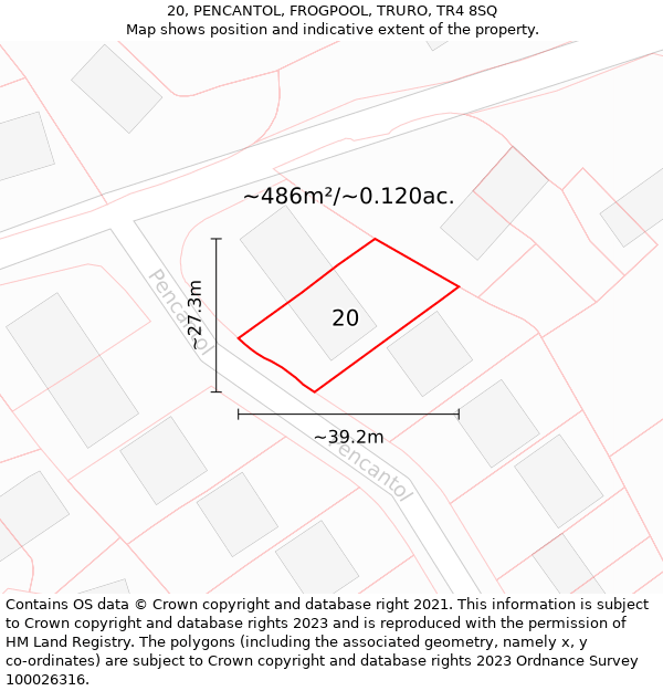 20, PENCANTOL, FROGPOOL, TRURO, TR4 8SQ: Plot and title map