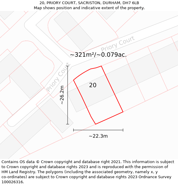 20, PRIORY COURT, SACRISTON, DURHAM, DH7 6LB: Plot and title map