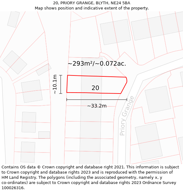 20, PRIORY GRANGE, BLYTH, NE24 5BA: Plot and title map