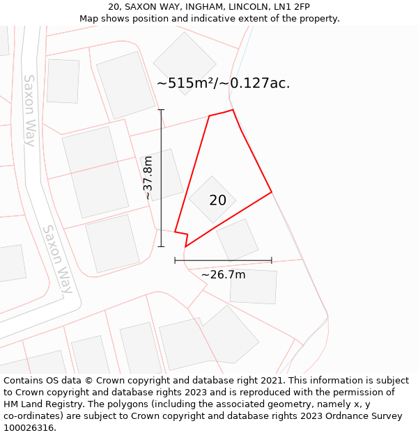 20, SAXON WAY, INGHAM, LINCOLN, LN1 2FP: Plot and title map