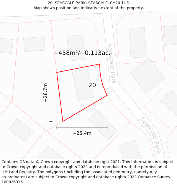 20, SEASCALE PARK, SEASCALE, CA20 1HD: Plot and title map