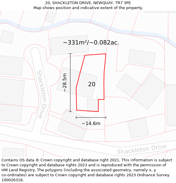 20, SHACKLETON DRIVE, NEWQUAY, TR7 3PE: Plot and title map