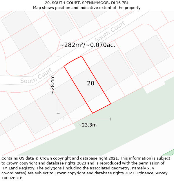 20, SOUTH COURT, SPENNYMOOR, DL16 7BL: Plot and title map