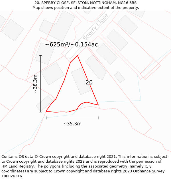 20, SPERRY CLOSE, SELSTON, NOTTINGHAM, NG16 6BS: Plot and title map