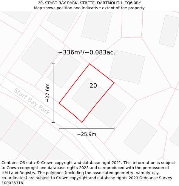 20, START BAY PARK, STRETE, DARTMOUTH, TQ6 0RY: Plot and title map