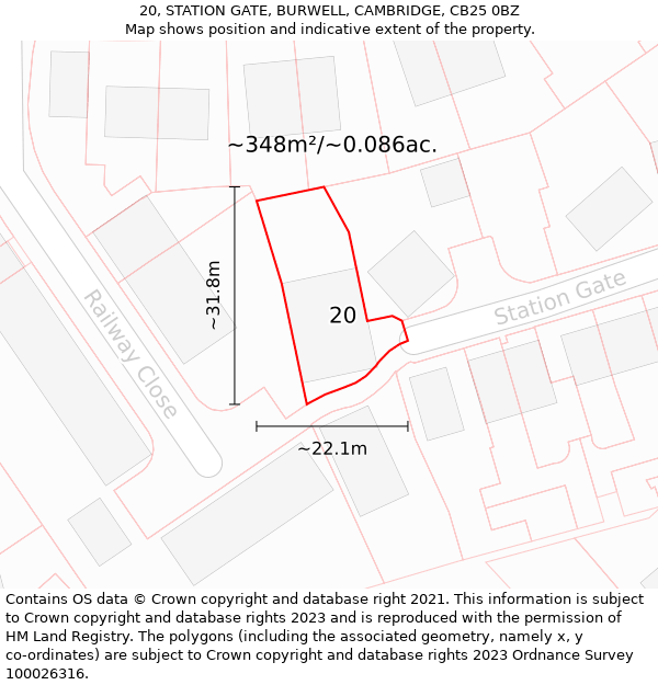 20, STATION GATE, BURWELL, CAMBRIDGE, CB25 0BZ: Plot and title map