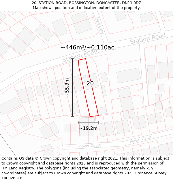 20, STATION ROAD, ROSSINGTON, DONCASTER, DN11 0DZ: Plot and title map