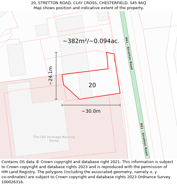 20, STRETTON ROAD, CLAY CROSS, CHESTERFIELD, S45 9AQ: Plot and title map