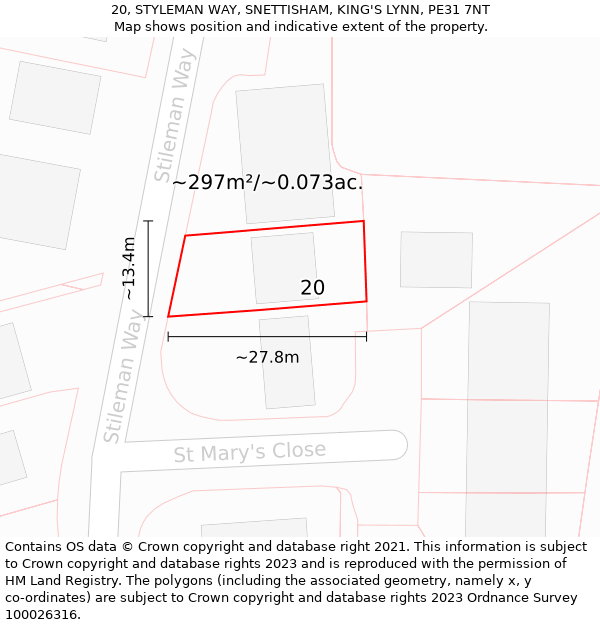 20, STYLEMAN WAY, SNETTISHAM, KING'S LYNN, PE31 7NT: Plot and title map