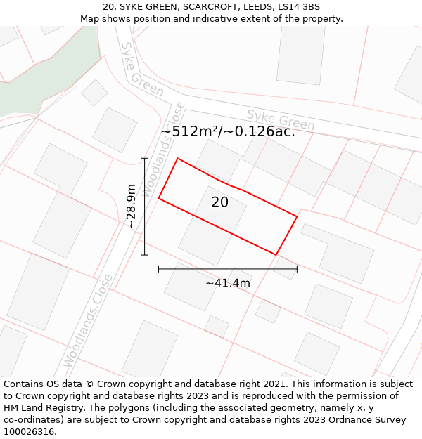 20, SYKE GREEN, SCARCROFT, LEEDS, LS14 3BS: Plot and title map