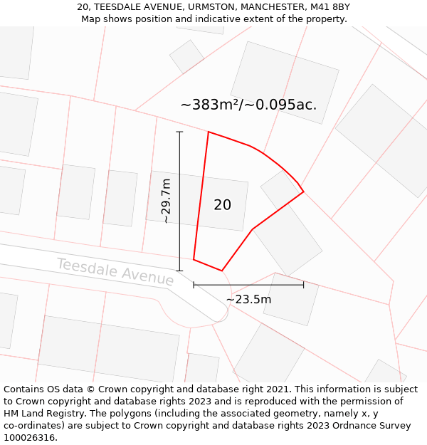 20, TEESDALE AVENUE, URMSTON, MANCHESTER, M41 8BY: Plot and title map