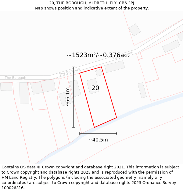 20, THE BOROUGH, ALDRETH, ELY, CB6 3PJ: Plot and title map