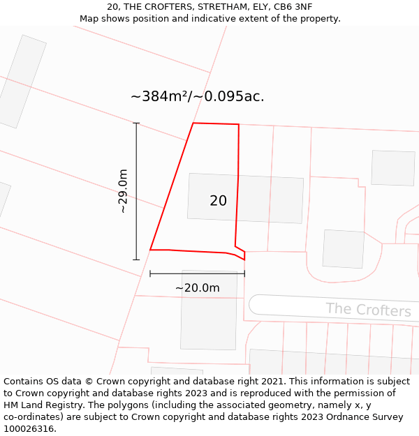 20, THE CROFTERS, STRETHAM, ELY, CB6 3NF: Plot and title map