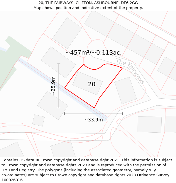 20, THE FAIRWAYS, CLIFTON, ASHBOURNE, DE6 2GG: Plot and title map