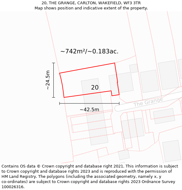 20, THE GRANGE, CARLTON, WAKEFIELD, WF3 3TR: Plot and title map