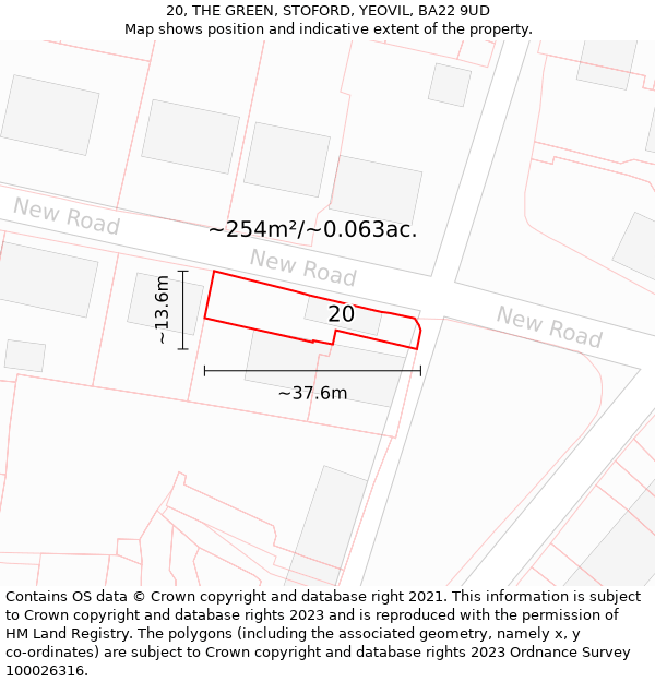 20, THE GREEN, STOFORD, YEOVIL, BA22 9UD: Plot and title map