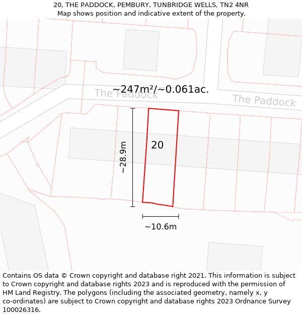 20, THE PADDOCK, PEMBURY, TUNBRIDGE WELLS, TN2 4NR: Plot and title map