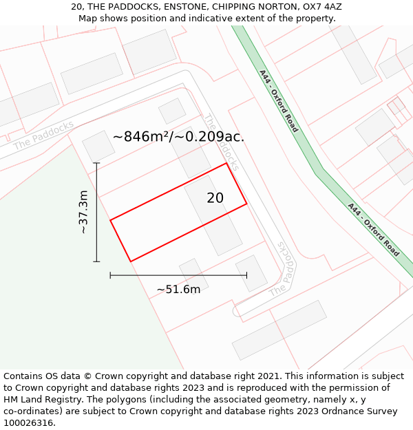 20, THE PADDOCKS, ENSTONE, CHIPPING NORTON, OX7 4AZ: Plot and title map