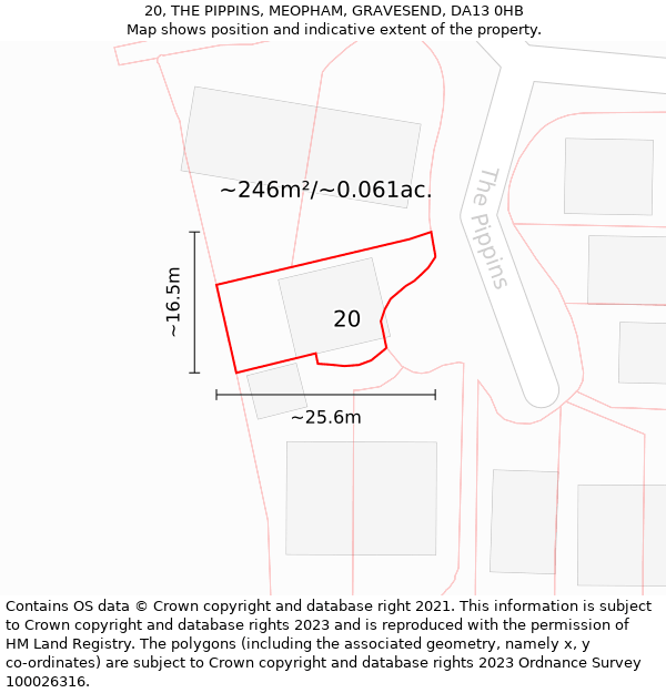 20, THE PIPPINS, MEOPHAM, GRAVESEND, DA13 0HB: Plot and title map