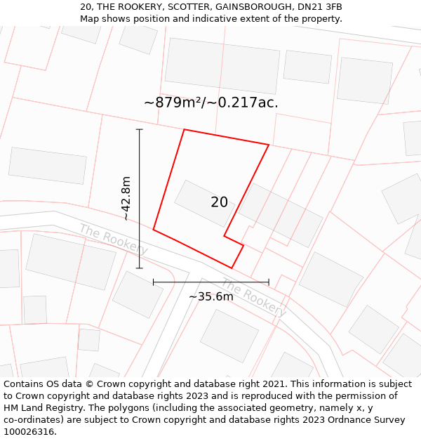 20, THE ROOKERY, SCOTTER, GAINSBOROUGH, DN21 3FB: Plot and title map