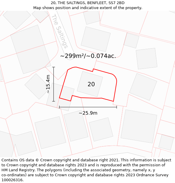 20, THE SALTINGS, BENFLEET, SS7 2BD: Plot and title map