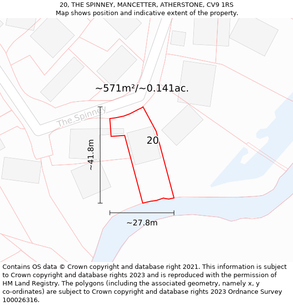 20, THE SPINNEY, MANCETTER, ATHERSTONE, CV9 1RS: Plot and title map