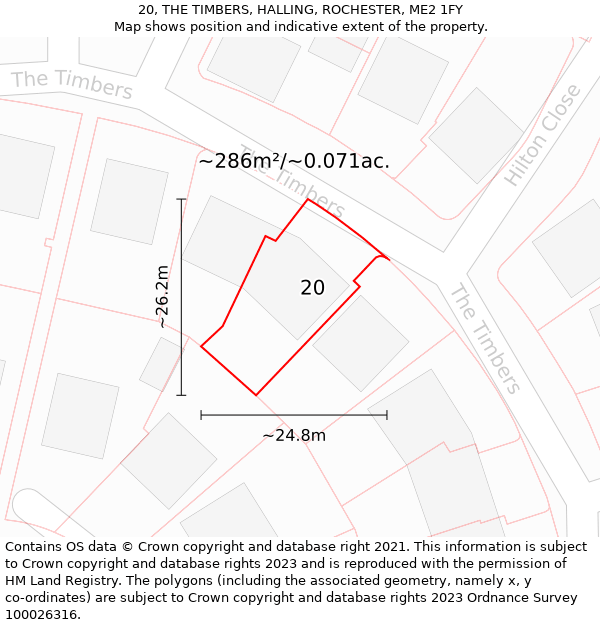 20, THE TIMBERS, HALLING, ROCHESTER, ME2 1FY: Plot and title map