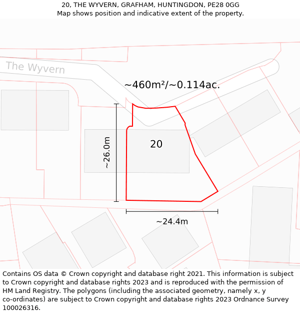 20, THE WYVERN, GRAFHAM, HUNTINGDON, PE28 0GG: Plot and title map