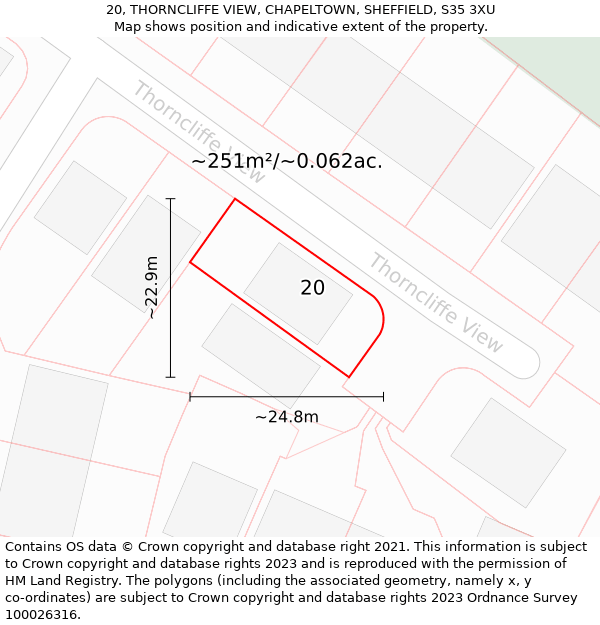 20, THORNCLIFFE VIEW, CHAPELTOWN, SHEFFIELD, S35 3XU: Plot and title map