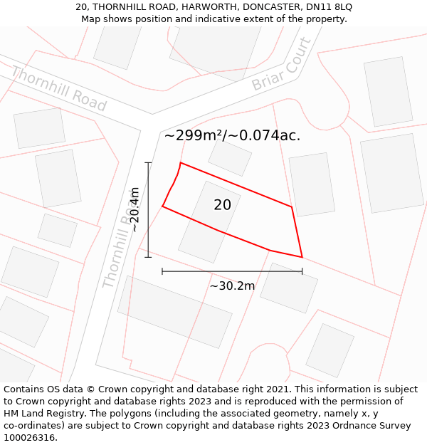 20, THORNHILL ROAD, HARWORTH, DONCASTER, DN11 8LQ: Plot and title map