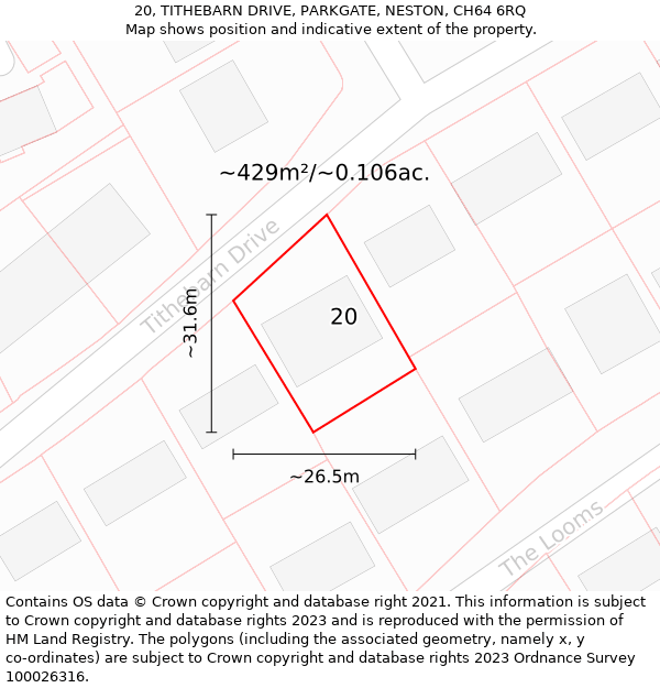 20, TITHEBARN DRIVE, PARKGATE, NESTON, CH64 6RQ: Plot and title map