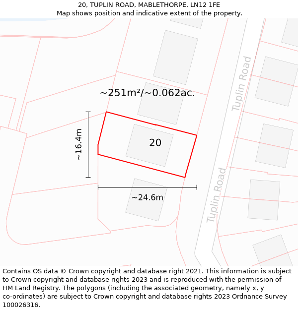 20, TUPLIN ROAD, MABLETHORPE, LN12 1FE: Plot and title map