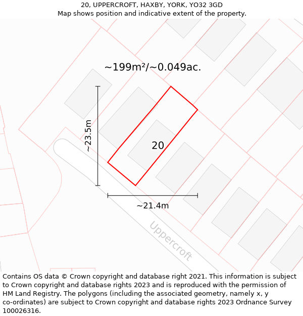 20, UPPERCROFT, HAXBY, YORK, YO32 3GD: Plot and title map